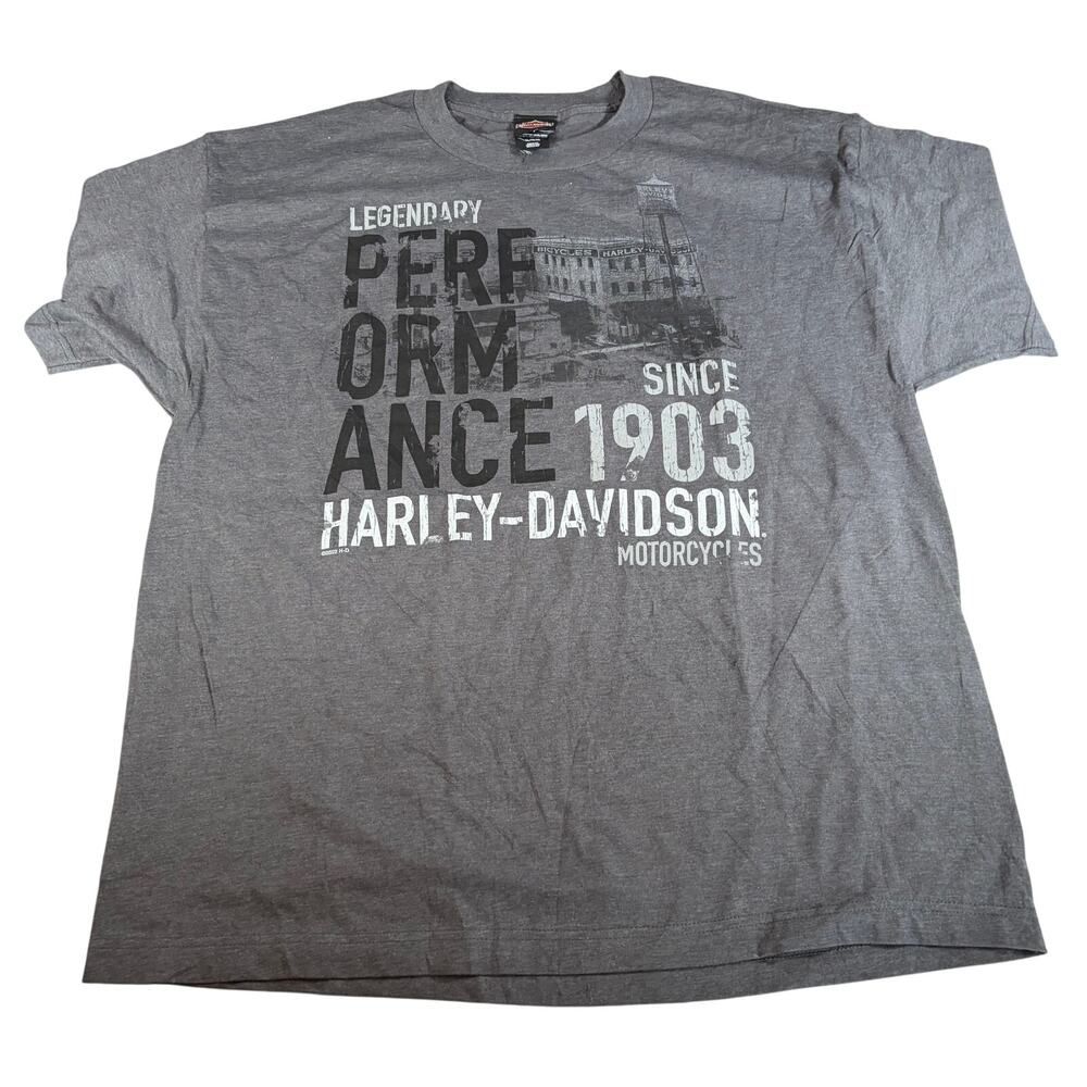 Harley Davidson mens gray T shirt. Legendary performance detail. Size XL, biker